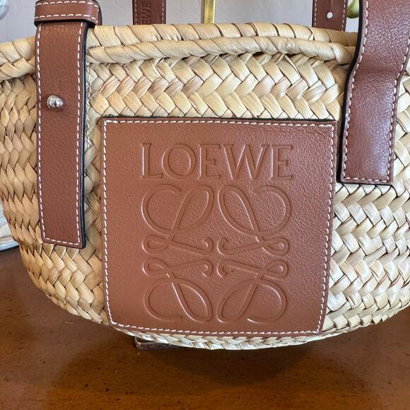 Loewe Anagram Basket Small Bag Natural Straw Tan Leather - Picture 2 of 11